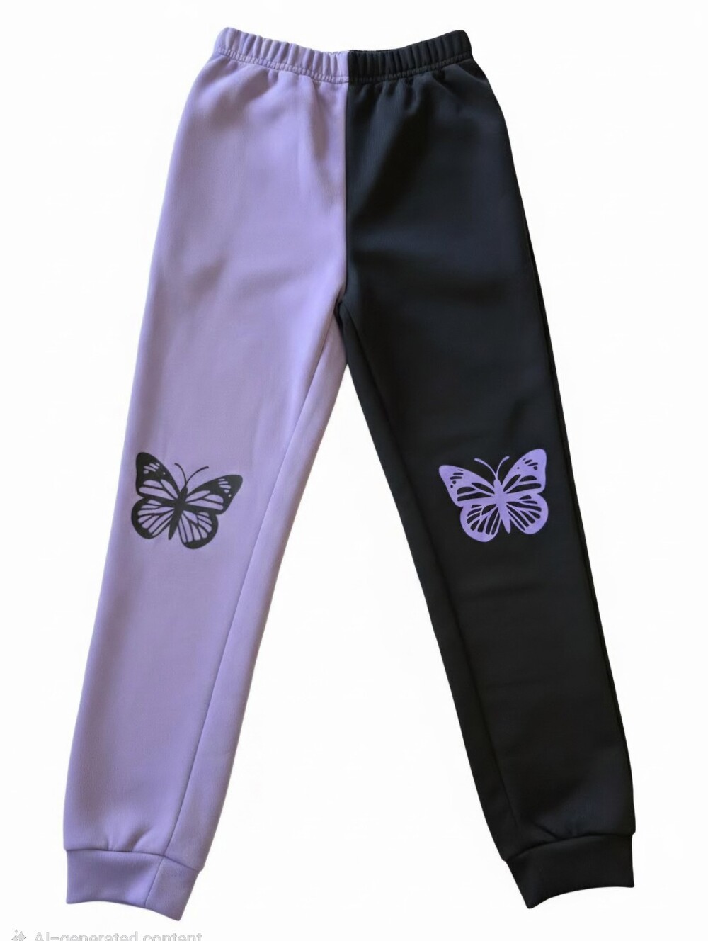 Kids Two-Tone Butterfly Joggers - Purple & Black
